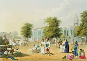 RGリーブ（fl.1811-37）pubによって彫刻された「インドの風景、衣装、建築」のボリュームIからのボンベイのシーン。アッカーマン、1826年（アクアチント） 作： Robert Melville Grindlay